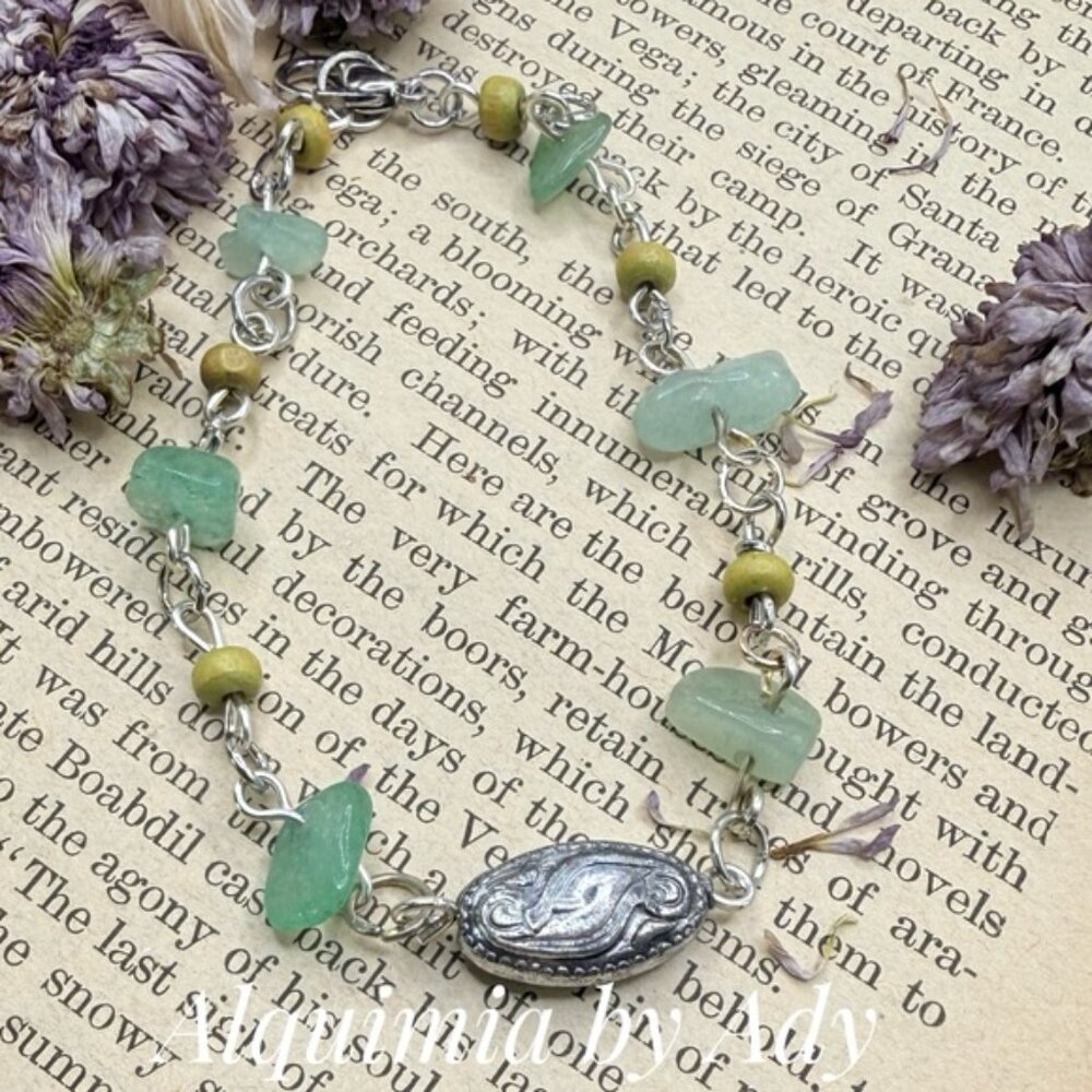 🌊 California Boho Green Aventurine and silver bracelet